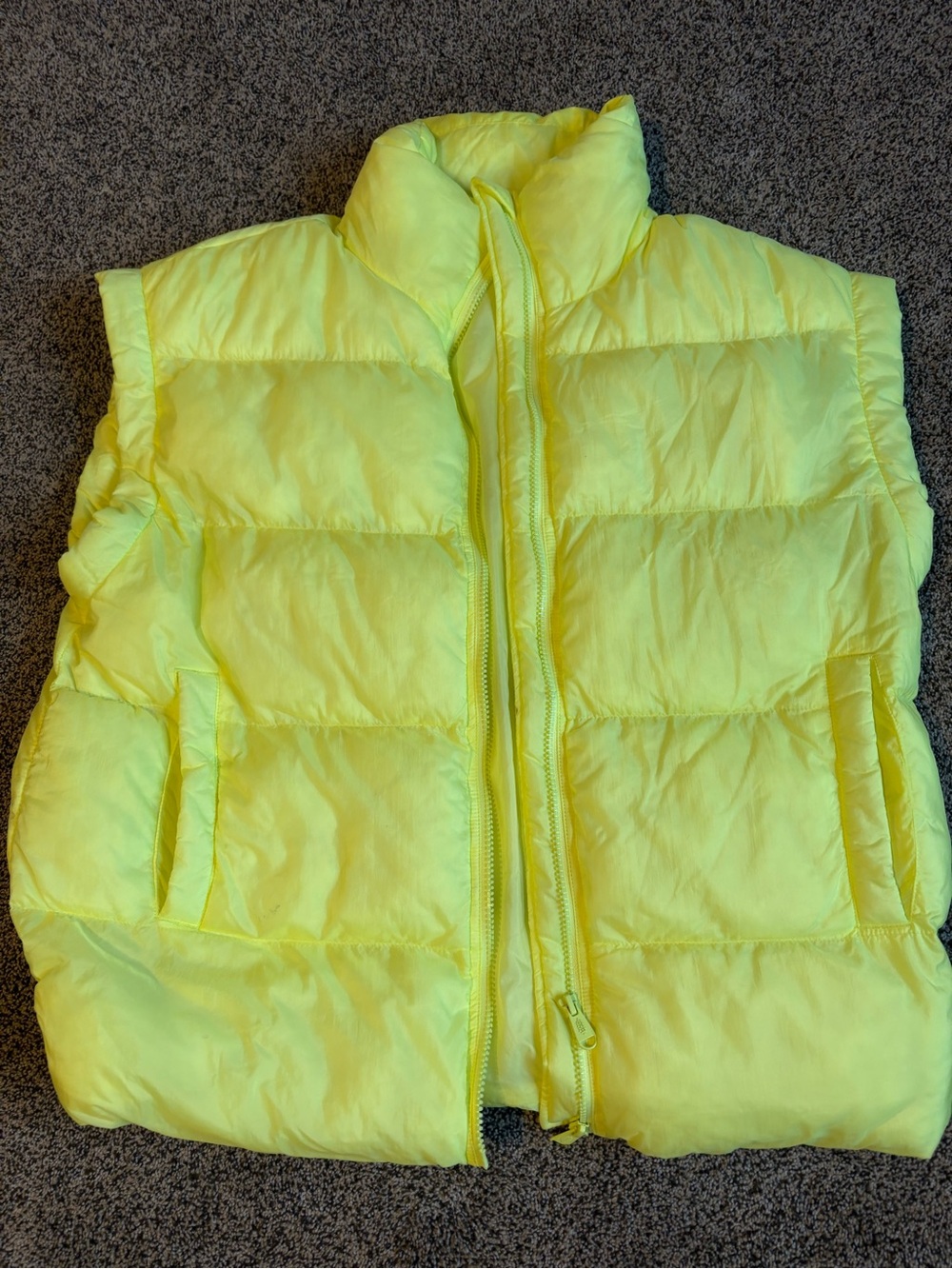 Free People Neon Yellow Puffer Vest
